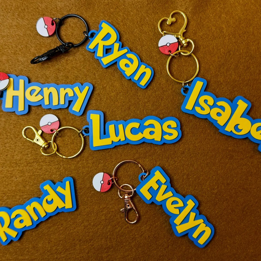 Personalize pokemon Charm Name Tag Keychain High Quality 3D Printed Custom Backpack, Keyrings, Luggage Lunchbox, Stocking Stuffer
