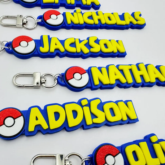 Pokemon name tag keychain 3d printed