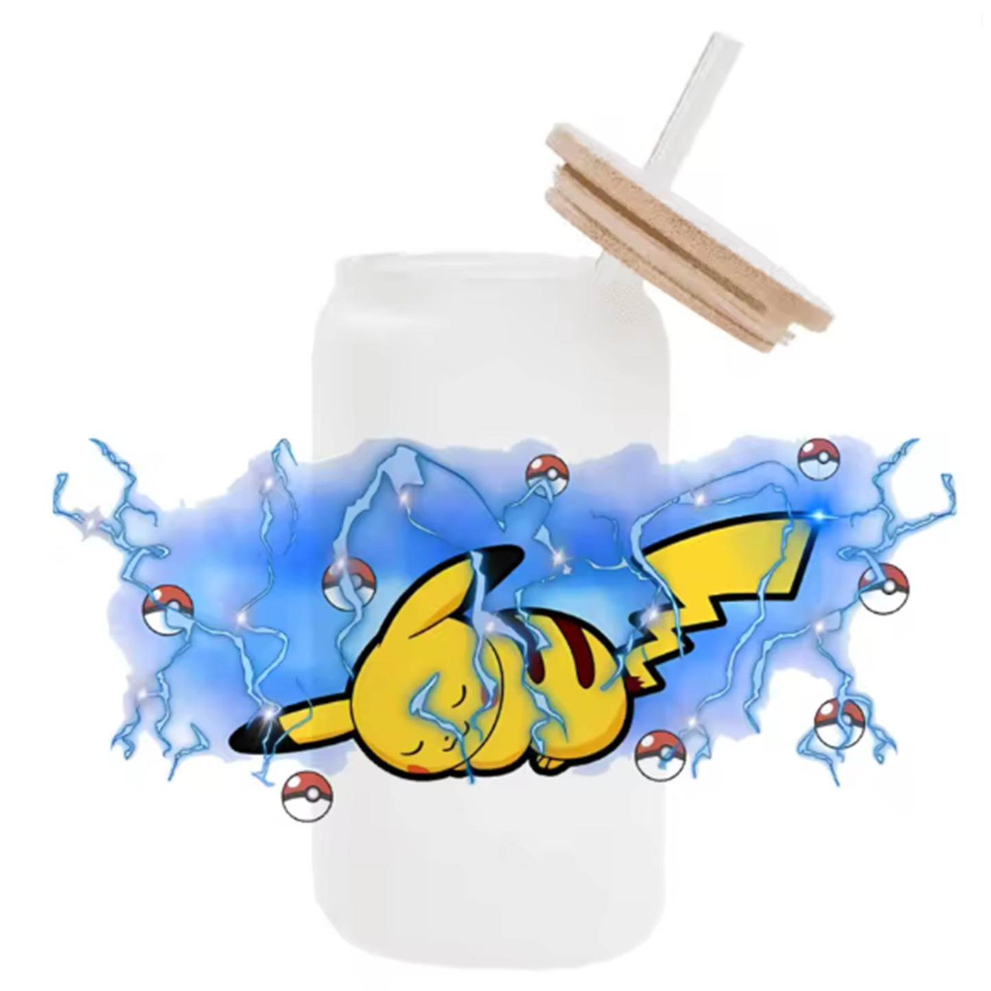 Cute Cartoon Pokemon Pikachu UV DTF Transfer Glass Sticker Waterproof Transfers Decals For 16oz Glass Cup Wrap Stickers