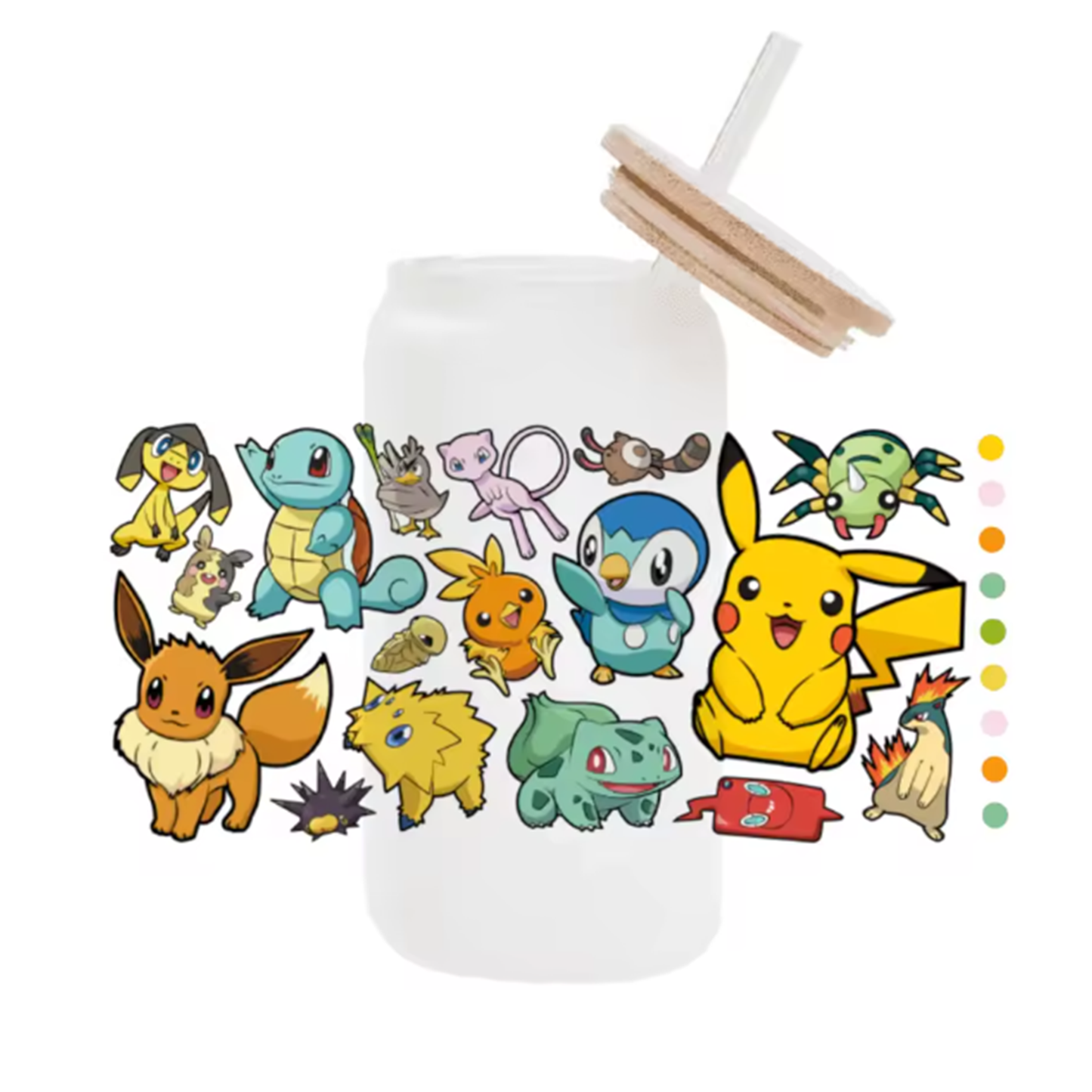 Cute Cartoon Pokemon Pikachu UV DTF Transfer Glass Sticker Waterproof Transfers Decals For 16oz Glass Cup Wrap Stickers