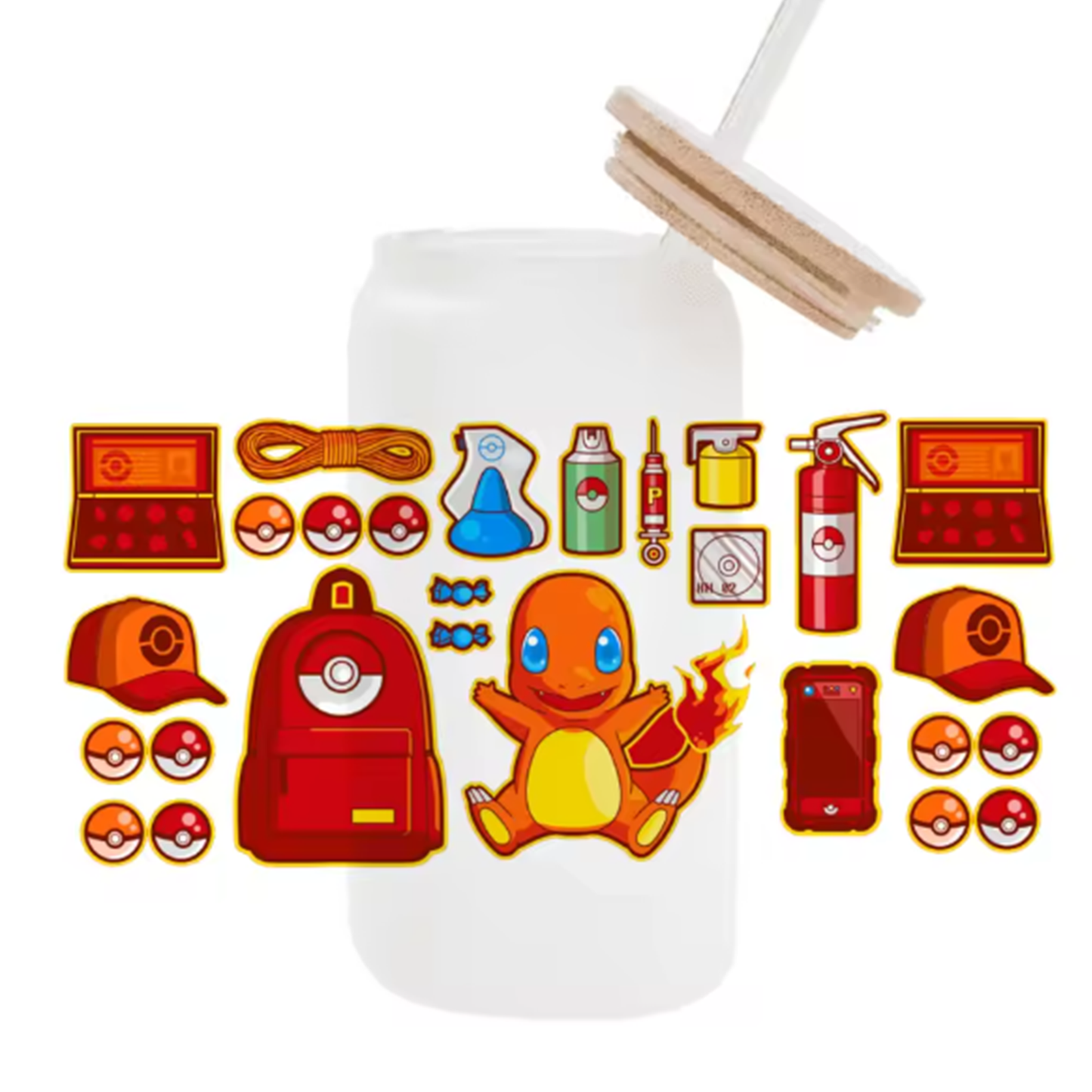 Cute Cartoon Pokemon Pikachu UV DTF Transfer Glass Sticker Waterproof Transfers Decals For 16oz Glass Cup Wrap Stickers