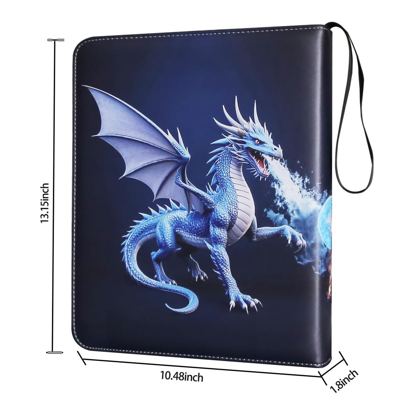 Deluxe Ice & Fire Dragon Trading Card Binder, 9-Pocket Zipper Album with 900 Side-Loading Pockets, Collectible Card Storage Album for Card Fans and Enthusiasts