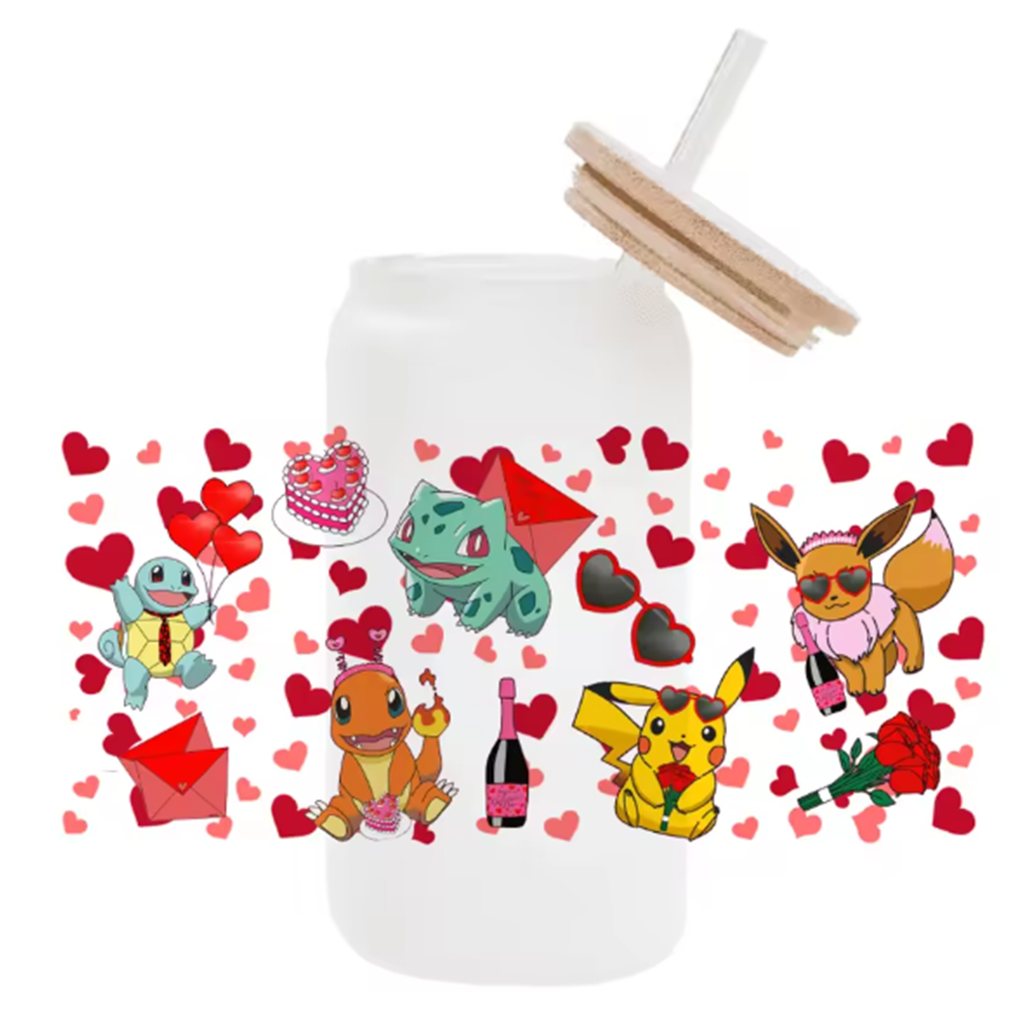 Cute Cartoon Pokemon Pikachu UV DTF Transfer Glass Sticker Waterproof Transfers Decals For 16oz Glass Cup Wrap Stickers