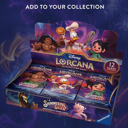 Ravensburger Disney Lorcana TCG: Shimmering Skies Booster Pack Display | 24 Packs with 12 Trading Cards Each | Ideal for Collectors & Disney Fans | Suitable for Ages 8+