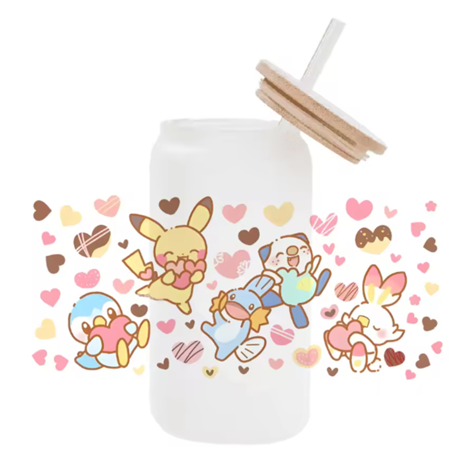Cute Cartoon Pokemon Pikachu UV DTF Transfer Glass Sticker Waterproof Transfers Decals For 16oz Glass Cup Wrap Stickers