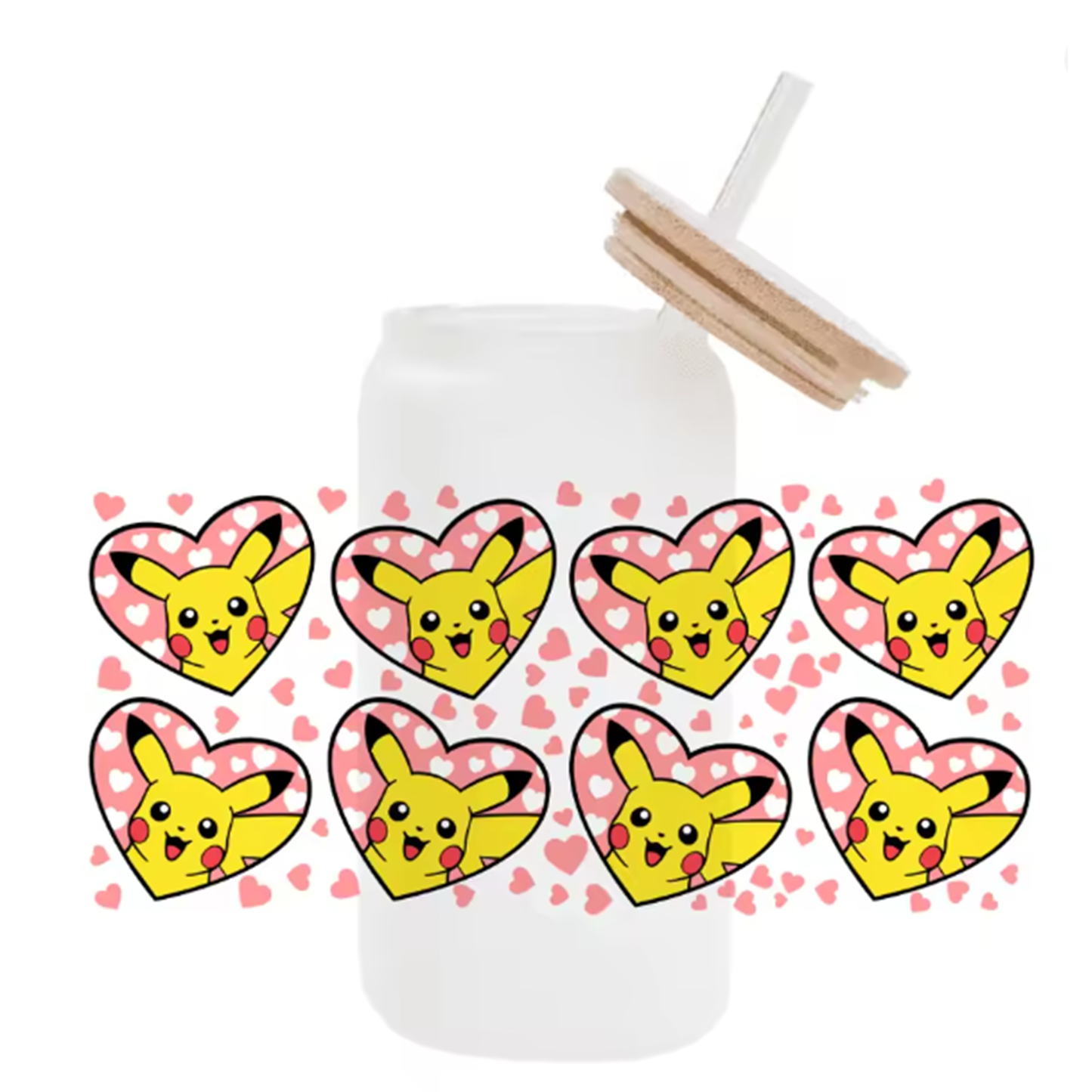 Cute Cartoon Pokemon Pikachu UV DTF Transfer Glass Sticker Waterproof Transfers Decals For 16oz Glass Cup Wrap Stickers