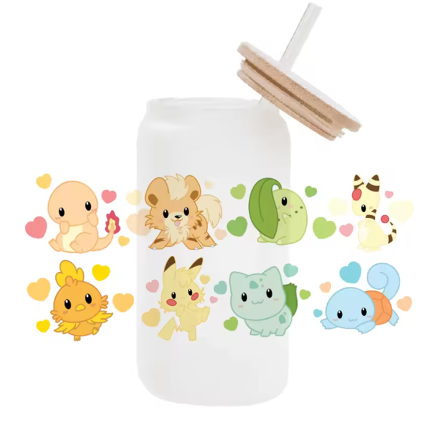 Cute Cartoon Pokemon Pikachu UV DTF Transfer Glass Sticker Waterproof Transfers Decals For 16oz Glass Cup Wrap Stickers