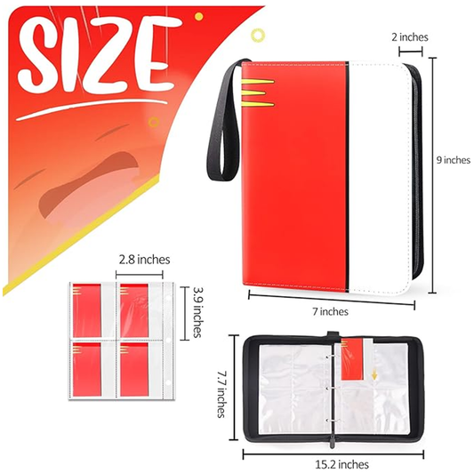 Card Binder 4 Pocket, Collectible Trading Card Albums Fits 400 Cards with 50 Removable Sleeves, Portable Trading Card Binder Collection Album Holder, Game Card Case book With Zipper for Gifts, L-Green