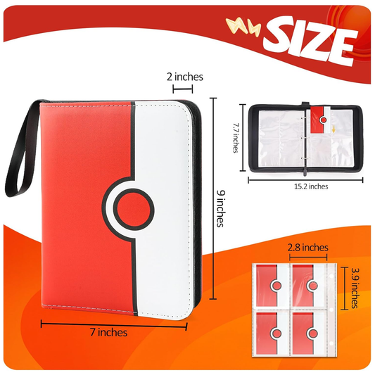 Collectible Trading Card Binder, 400 Pockets Card Holder with 50 Removable Sleeves, Portable Collection Binder Album Book Case Storage, Zipper Card Protective Sleeves for TCG, Sports Card