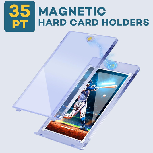 Magnetic Card Holders, 35pt One Touch Card Holder, U-V Protection Hard Plastic Case for Trading Cards, Display Case for Sports, Baseball, Football, Game Cards