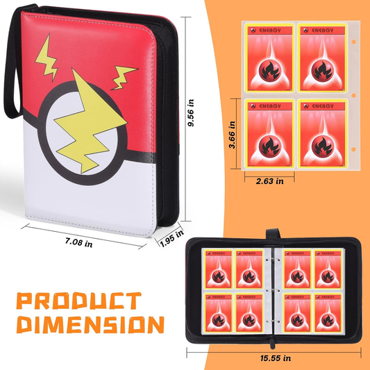 Card Binder 4-Pocket, Trading Card Collector with 50 Removable Sleeves, 400 Cards Pocket Portable Album Holder Book(Red)
