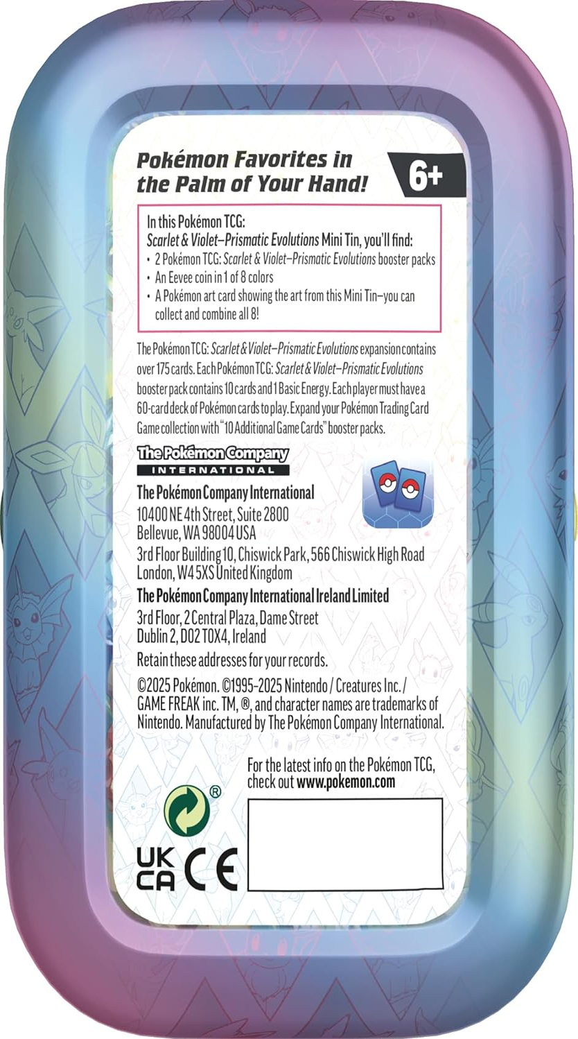 Pokemon TCG: Scarlet & Violet —Prismatic Evolutions Mini Tin - Flareon (2 Booster Packs & 1 Coin)