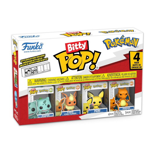 Funko Pop! Bitty Pokémon Mini Figures Set – Bulbasaur, Flareon, Pichu & Charizard Collectible Vinyl Toys