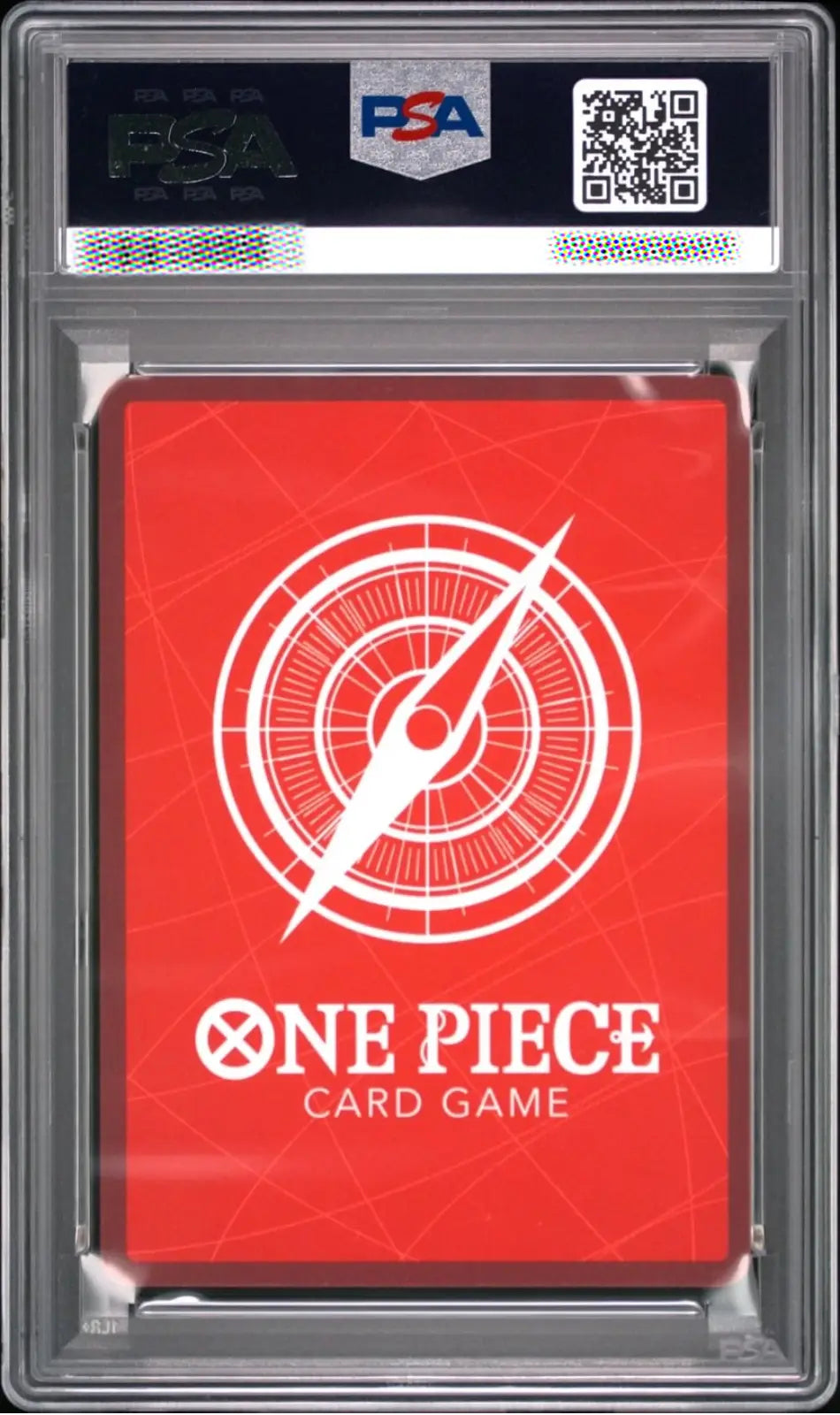 One Piece Card Game card in a protective case with PSA logo