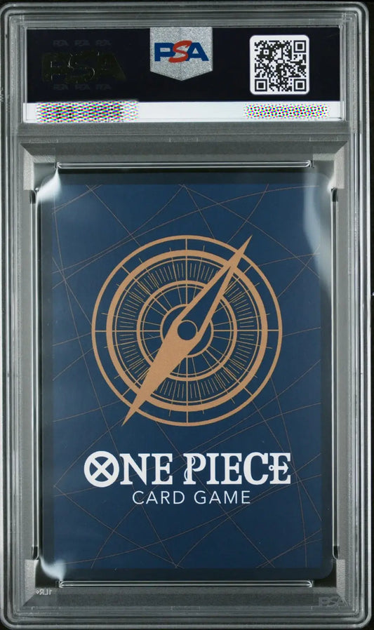 One Piece Card Game packaging with a compass design and PSA logo.