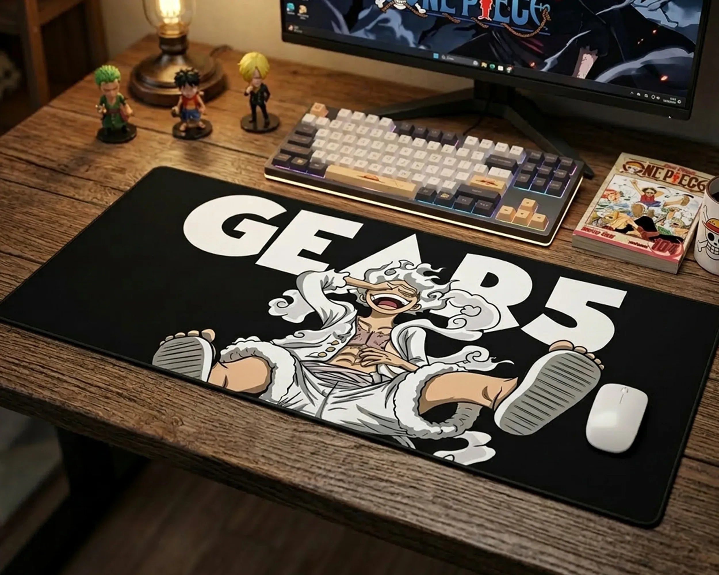 Gear 5 Luffy Mousepad Anime Desk Mat One Piece Nika Form