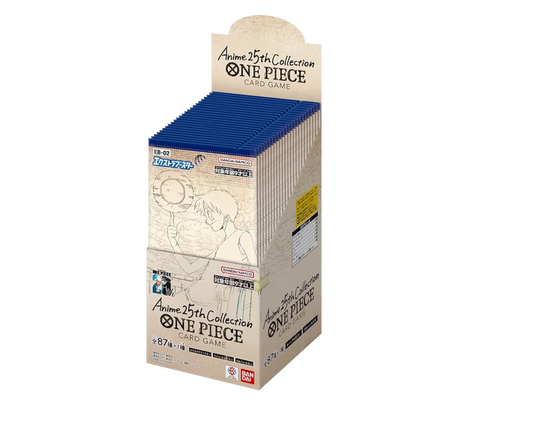 Card game box for 'One Piece' anime 25th collection on a white background