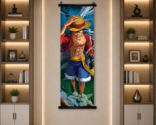 One Piece Monkey D. Luffy Action Wall Scroll Hanging Poster – Anime Home Decor