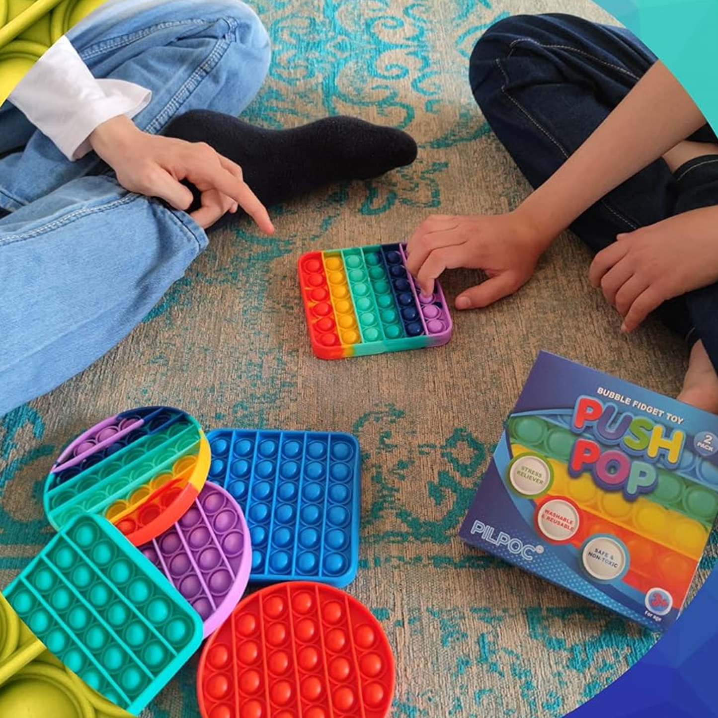 PILPOC Pop Its Fidget Toys Pack – Push Pop Bubble Sensory Stress Reliever for Kids, Anxiety Relief & Focus Play for Boys