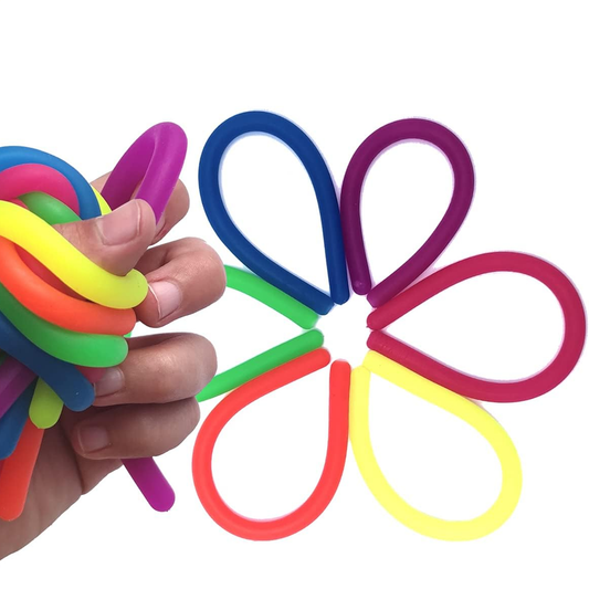PILPOC Unbreakable Monkey Noodles Stretchy String Fidget Toy – Silent Sensory Stress Relief for ADHD, Autism & Anxiety, 18 Pack