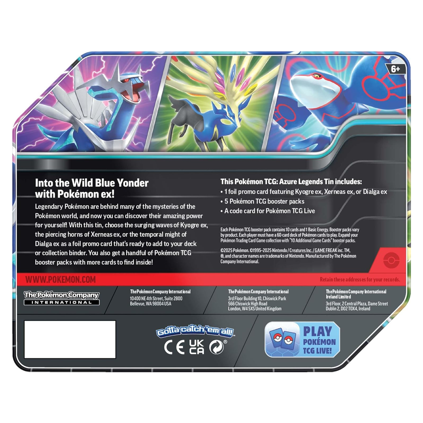 Pokemon TCG: Azure Legends Tin - 5 Packs (Random Tin)