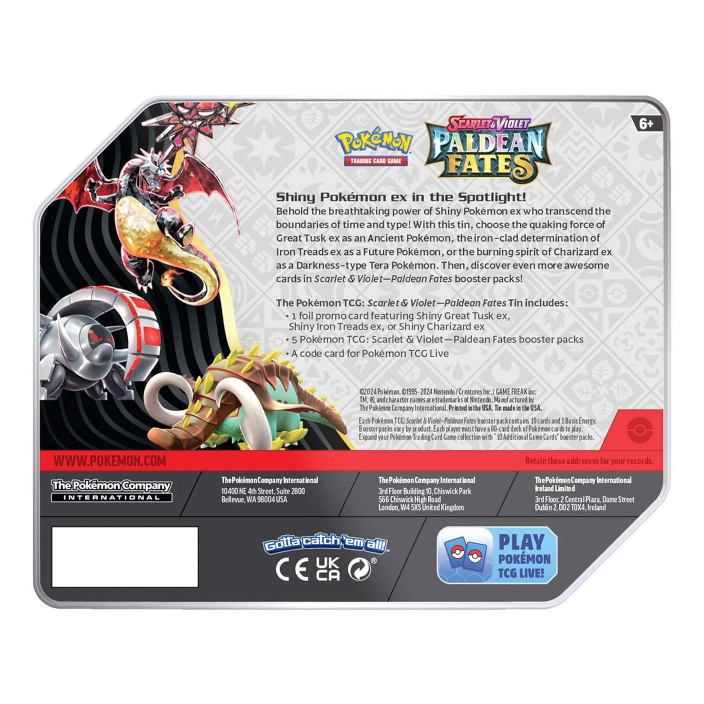 Pokemon TCG: SV4.5 Paldean Fates Tin - Charizard