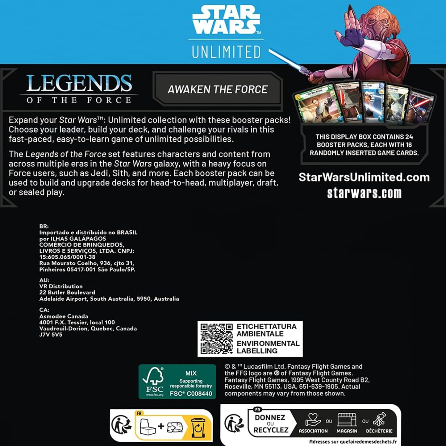 Asmodee Star Wars: Unlimited TCG Legends of The Force Booster Display - 24 Booster Packs Featuring Jedi, Sith & Iconic Characters, Ages 12+, 2+ Players, 20 Minute Playtime