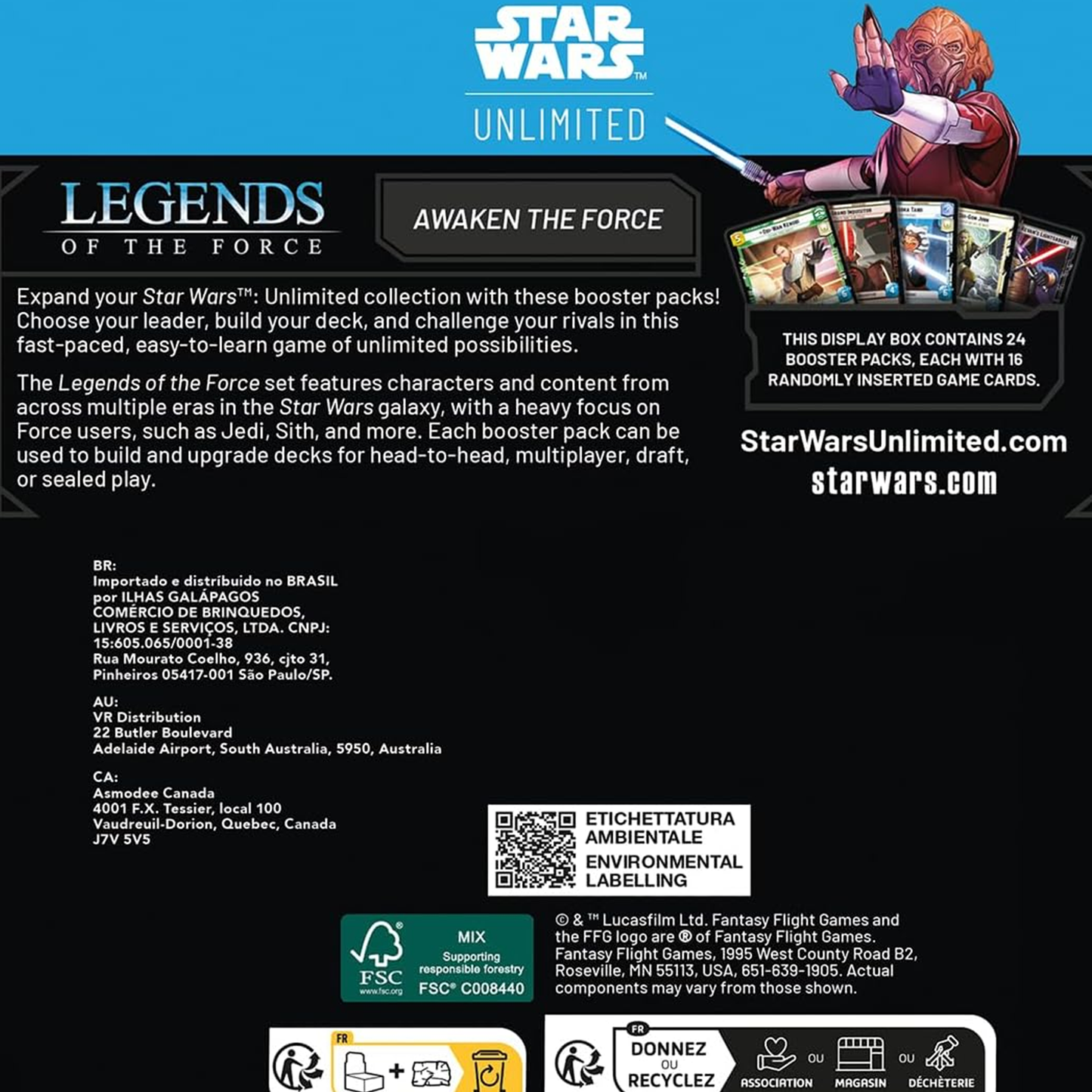 Asmodee Star Wars: Unlimited TCG Legends of The Force Booster Display - 24 Booster Packs Featuring Jedi, Sith & Iconic Characters, Ages 12+, 2+ Players, 20 Minute Playtime