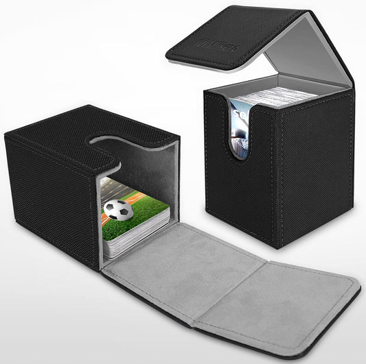 Mlikero 4 Pack Card Deck Box, Commander Deck Box Holds 400+ Single Sleeved Cards with 4 Dividers, Leather Magnetic Card Box Fit for MTG, TCG