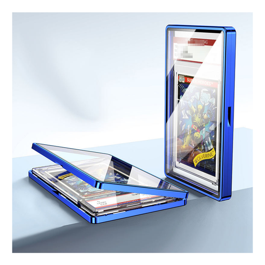 Blue phone case with transparent design on a light blue background