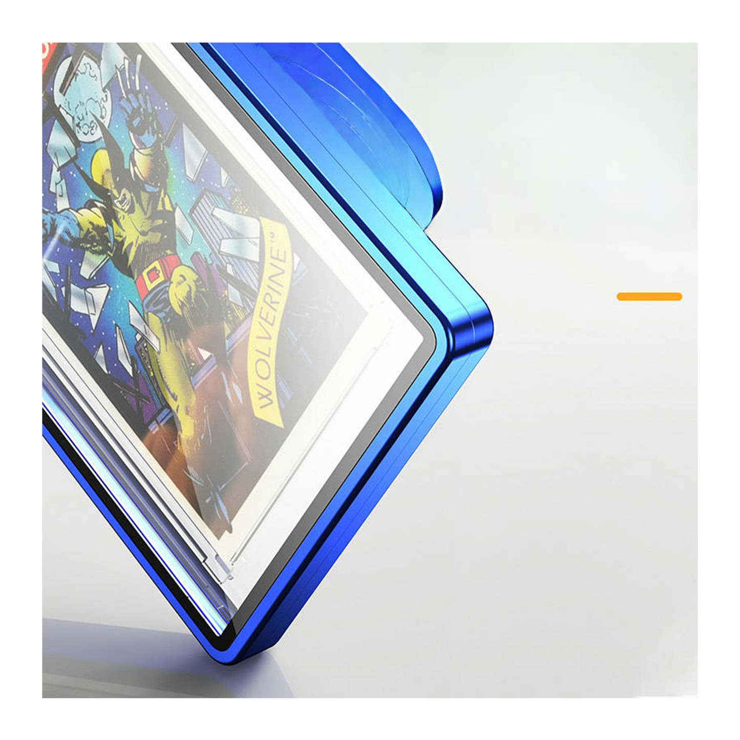 Card with Wolverine illustration in a blue frame on a white background