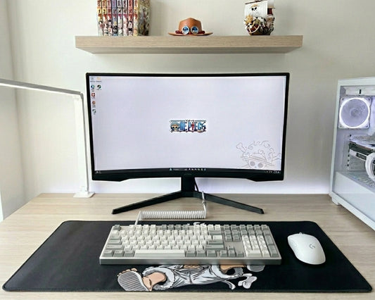 Gear 5 Luffy Mousepad Anime Desk Mat XL One Piece Nika Power Gaming Mouse Pad Black White - PokeTCG