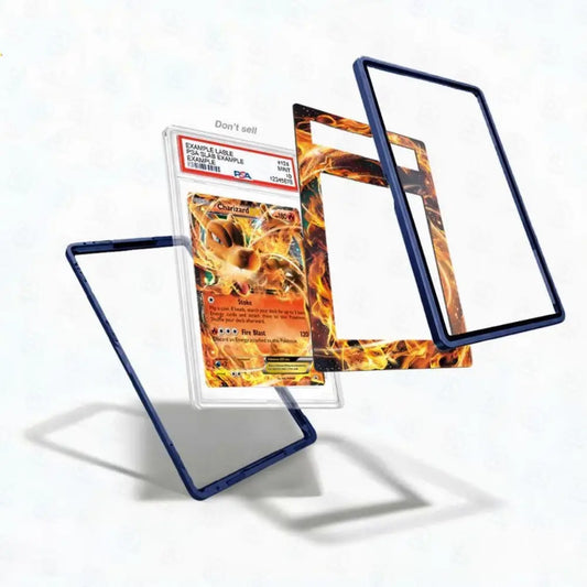 Card with protective blue border on a white background