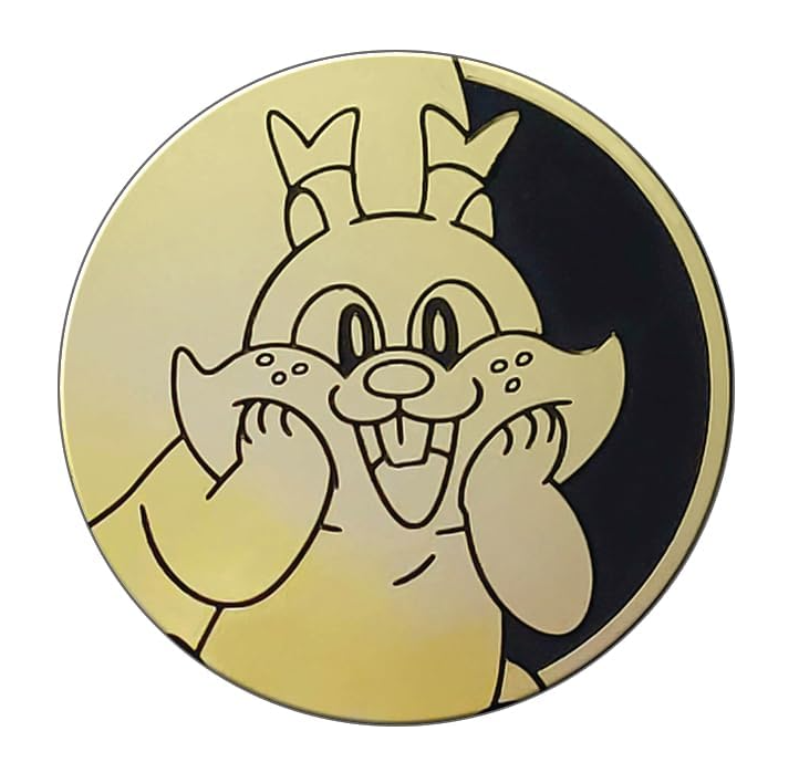 Circular badge with cartoon character design on a white background