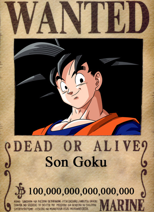 Dragon Ball Son Goku Wanted Poster Dead or Alive Anime Art - PokeTCG