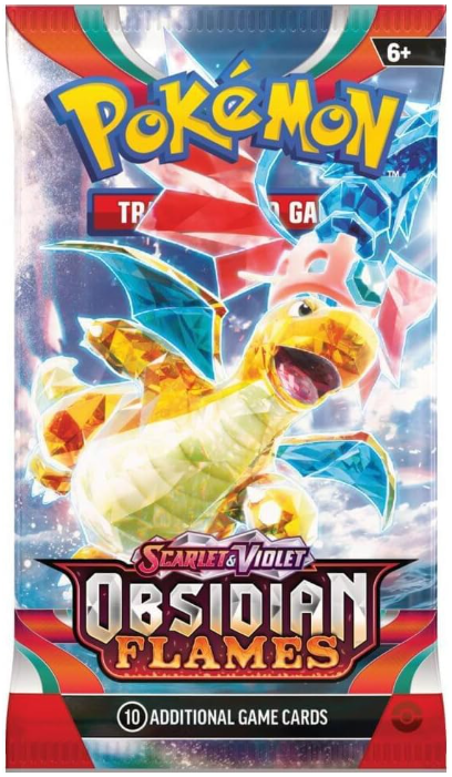 Pokémon trading card game pack with Obsidian Flames theme