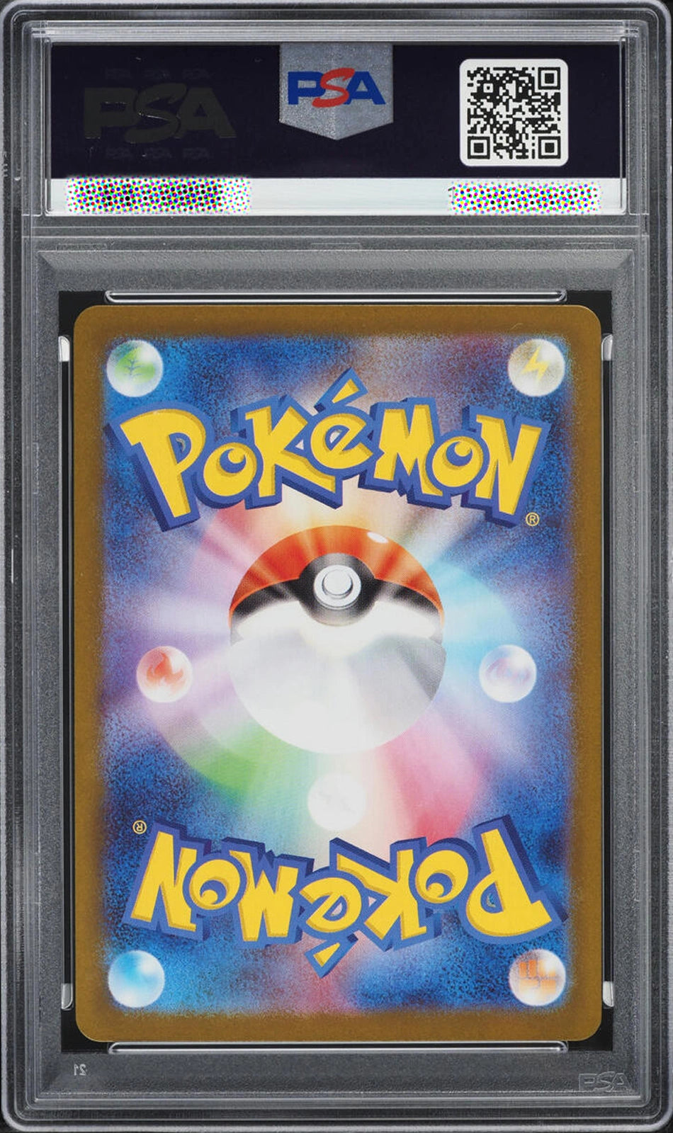 Pokémon trading card in a protective case with FSA logo