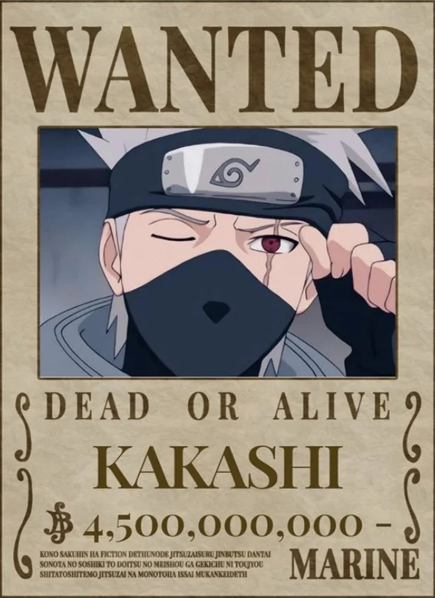 Naruto Kakashi Hatake Wanted Poster Dead or Alive Anime Art - PokeTCG