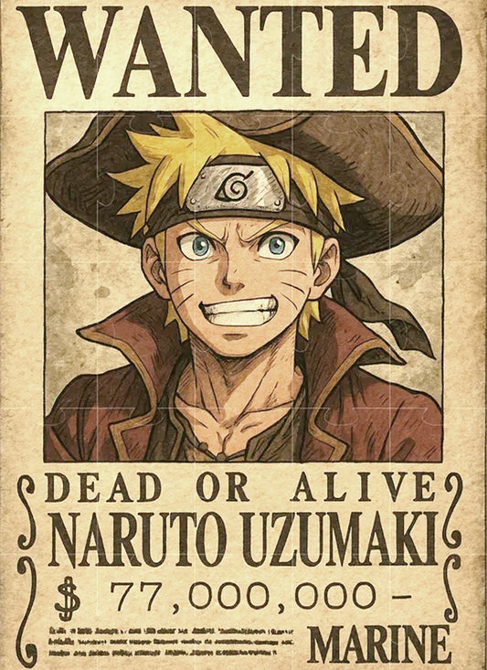 Naruto Uzumaki Pirate Wanted Poster Vintage Anime Art - PokeTCG
