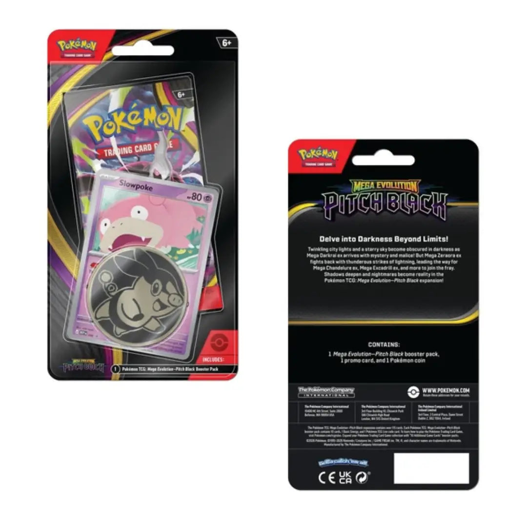 Pokémon TCG Mega Evolution Pitch Black Checklane Blister Pack – Slowpoke Promo & Pokémon Coin