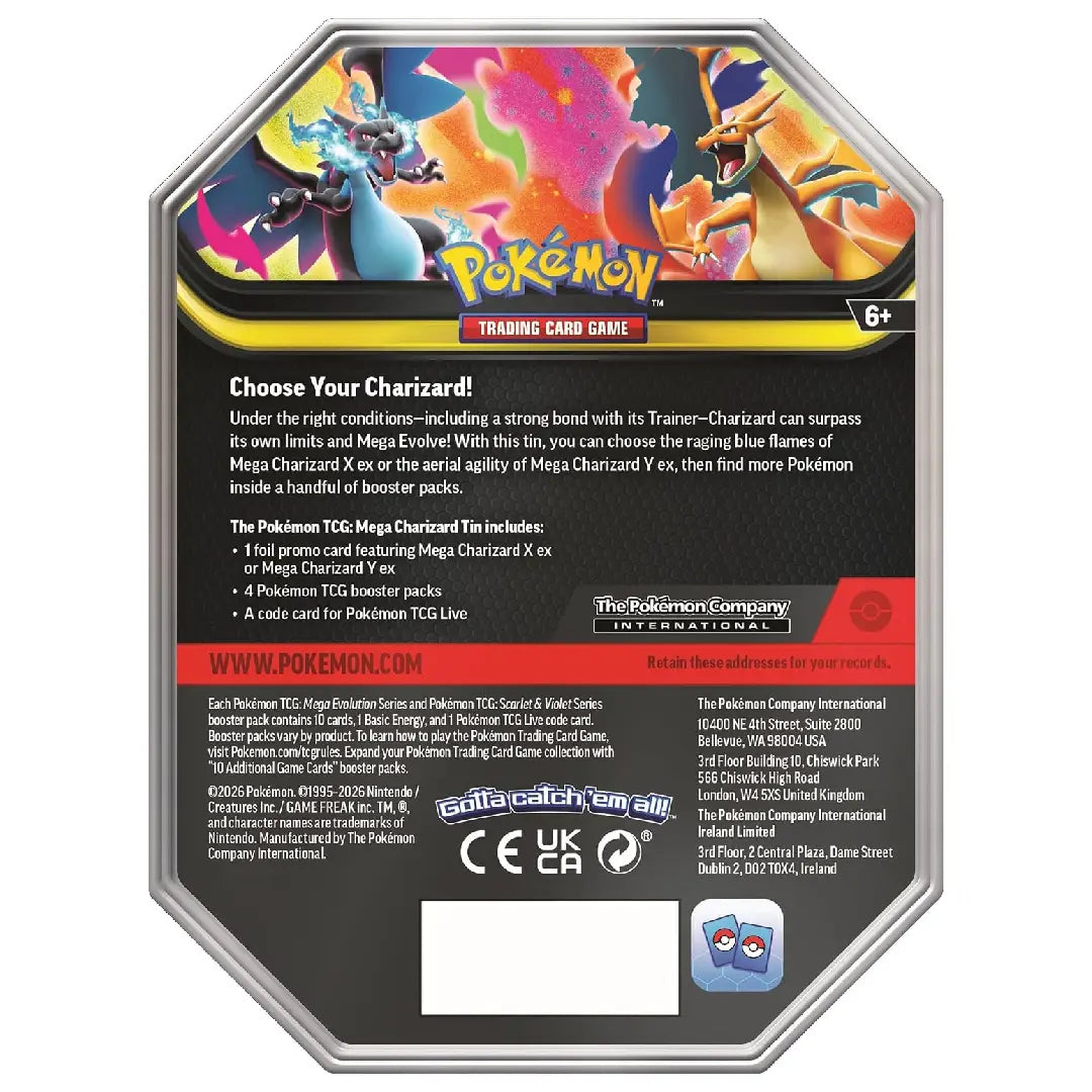 Pokémon TCG Mega Charizard X Tin Pokémon Trading Card Game Collectible