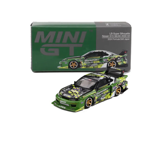 MINI GT Nissan LB-Super Silhouette S15 Silvia #555 V2 2024 Formula Drift Japan – 1:64 Diecast Model Car
