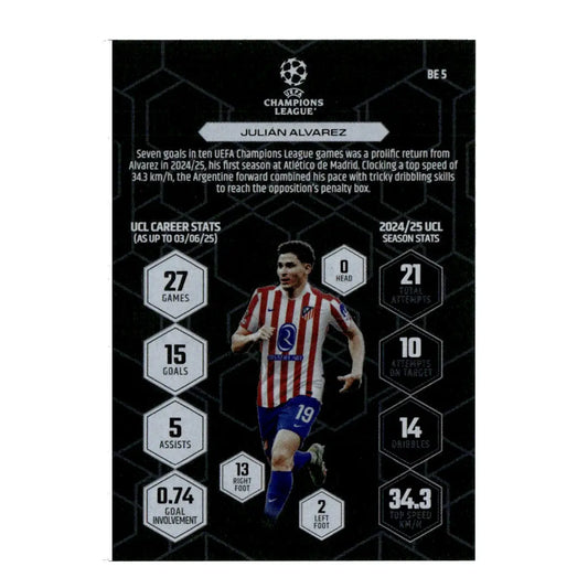 2025/26 Topps Match Attax Julian Alvarez Black Edge Limited Edition BE 5 Football Trading Card