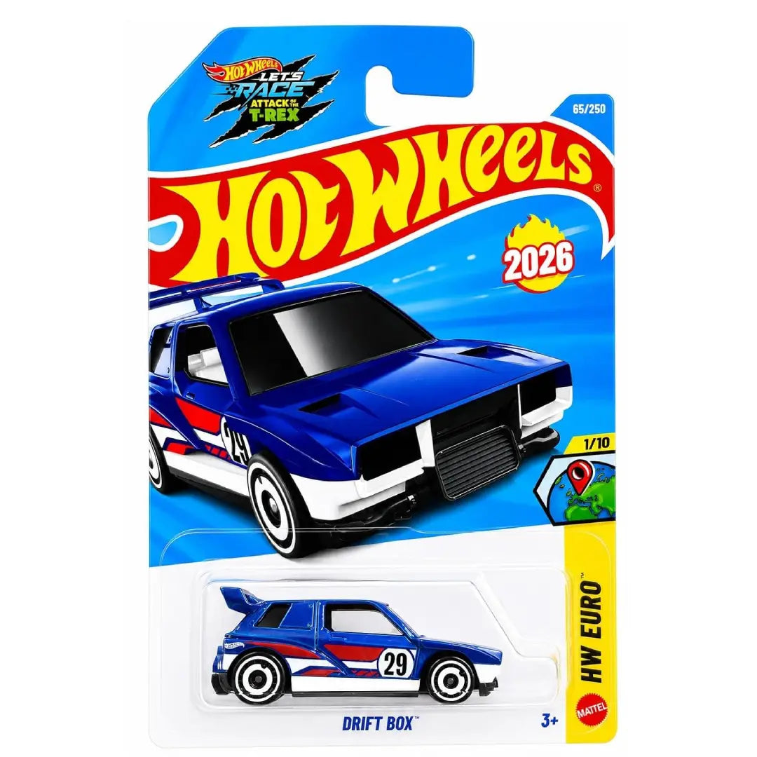 Hot Wheels Drift Box Blue 2026 HW Euro 65/250 JJL09 – 1:64 Diecast Drift Car