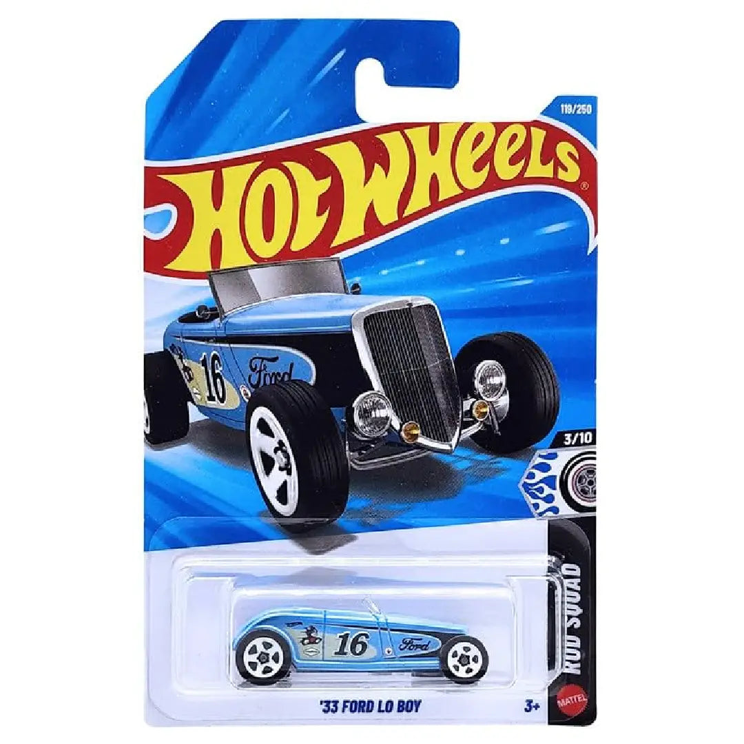 Hot Wheels '33 Ford Lo Boy Blue Rod Squad 119/250 – 1:64 Diecast Car