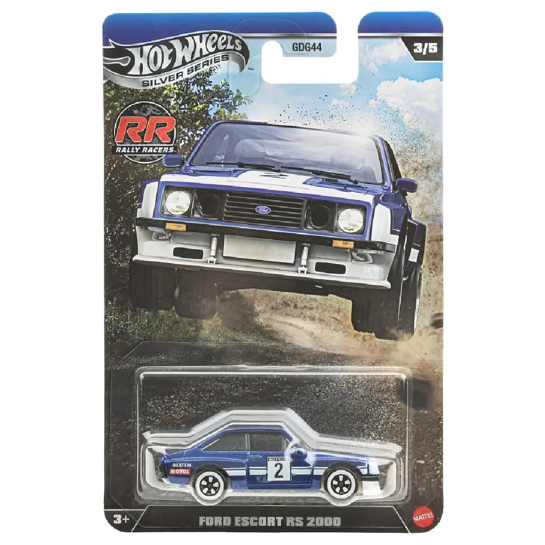 Hot Wheels Ford Escort RS 2000 Blue Silver Series Rally Racers 1:64