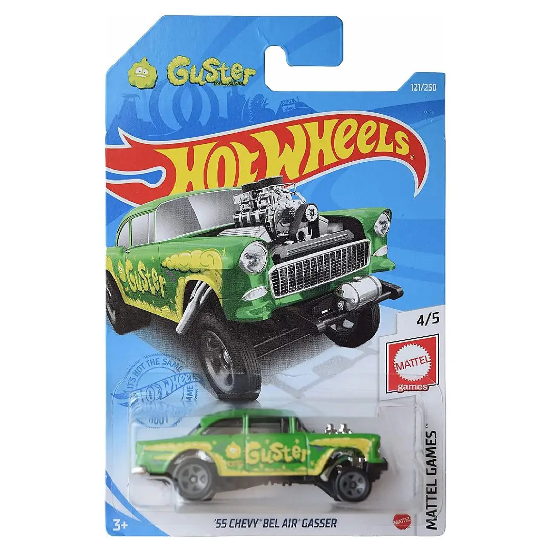 Hot Wheels '55 Chevy Bel Air Gasser Green Mattel Games 121/250 1:64