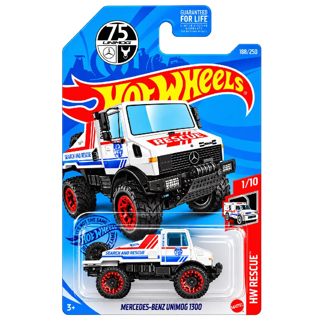 Hot Wheels Mercedes-Benz Unimog 1300 White HW Rescue 188/250 1:64
