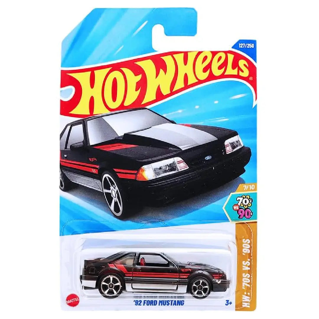 Hot Wheels '92 Ford Mustang Black HW 70s vs 90s 127/250 1:64 Diecast
