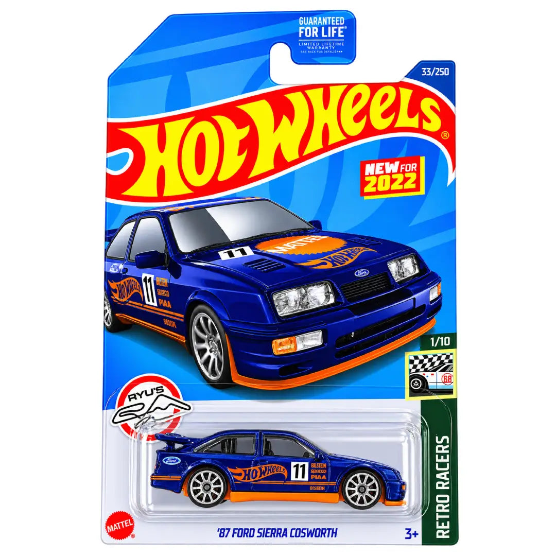 Hot Wheels '87 Ford Sierra Cosworth Blue Retro Racers 1/10 33/250 1:64 Diecast